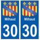 30 Milhaud blason ville autocollant plaque stickers