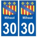 30 Milhaud blason ville autocollant plaque stickers