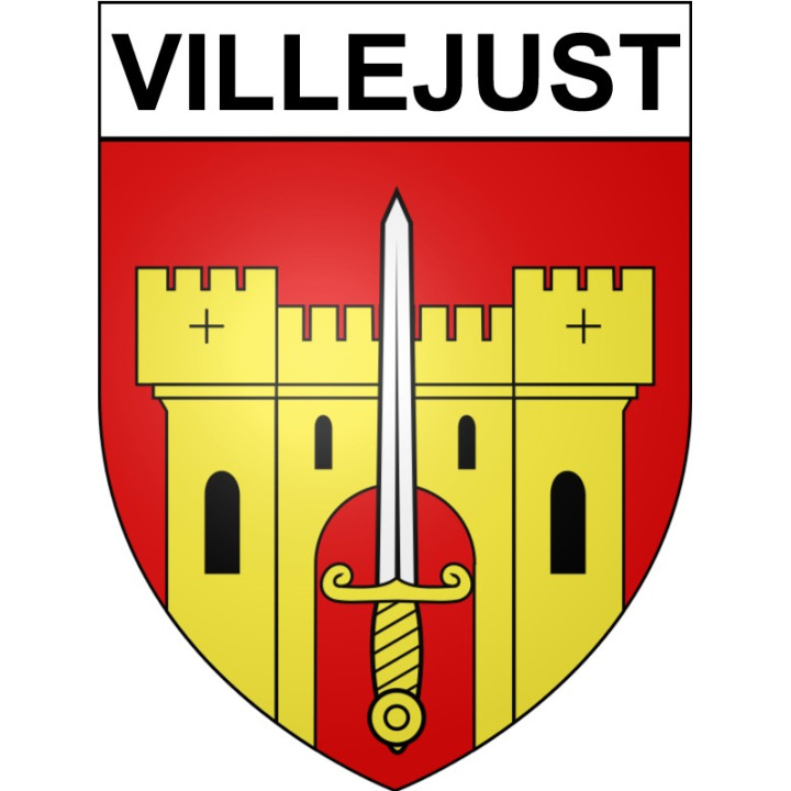 Pegatinas escudo de armas de Villejust adhesivo de la etiqueta engomada