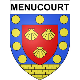 Pegatinas escudo de armas de Menucourt adhesivo de la etiqueta engomada