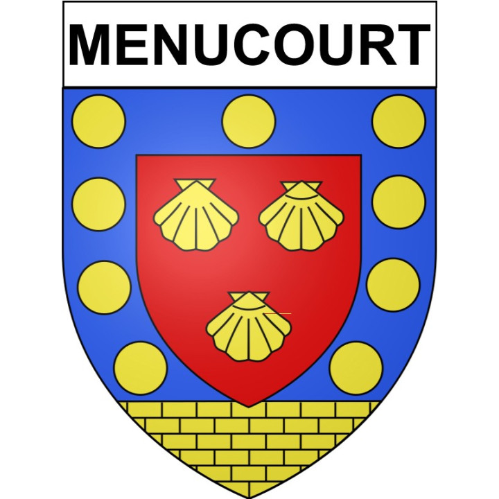 Pegatinas escudo de armas de Menucourt adhesivo de la etiqueta engomada