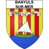 Pegatinas escudo de armas de Banyuls-sur-Mer adhesivo de la etiqueta engomada