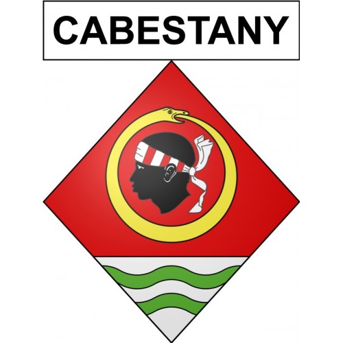 Pegatinas escudo de armas de Cabestany adhesivo de la etiqueta engomada