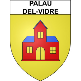 Pegatinas escudo de armas de Palau-del-Vidre adhesivo de la etiqueta engomada