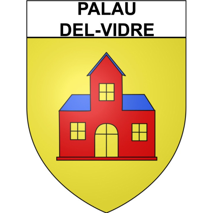 Pegatinas escudo de armas de Palau-del-Vidre adhesivo de la etiqueta engomada