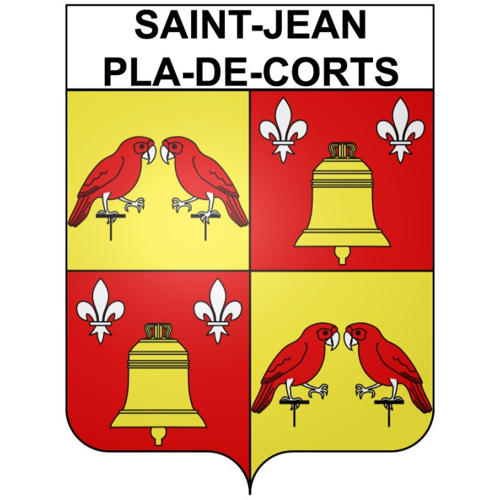 Pegatinas escudo de armas de Saint-Jean-Pla-de-Corts adhesivo de la etiqueta engomada