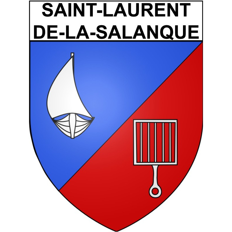 Pegatinas escudo de armas de Saint-Laurent-de-la-Salanque adhesivo de la etiqueta engomada