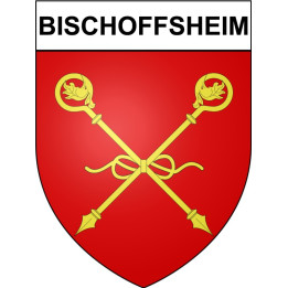 Pegatinas escudo de armas de Bischoffsheim adhesivo de la etiqueta engomada