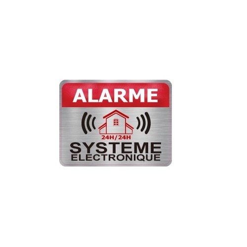 Autocollant alarme système électronique logo 771 immitation INOX lot de 12