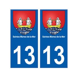 13 Saintes-Maries-de-la-Mer blason ville autocollant plaque