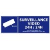 Autocollant Sticker Surveillance Vidéo 24H / 24H - Dimensions 210 x 75 mm - Logo 66 Protection Anti-UV