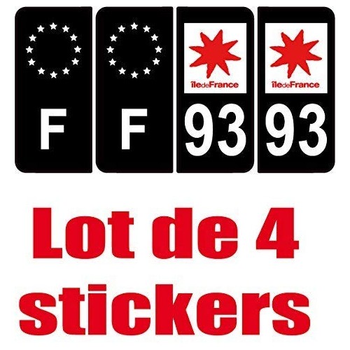 93 sticker Seine Saint Denis autocollant plaque auto logo 2 fond noir