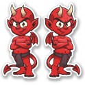 Autocollant  Sticker 2 x Rouge diable devil autocollant moto casque de vélo iPad Demon pour ordinateur portable logo 5383--