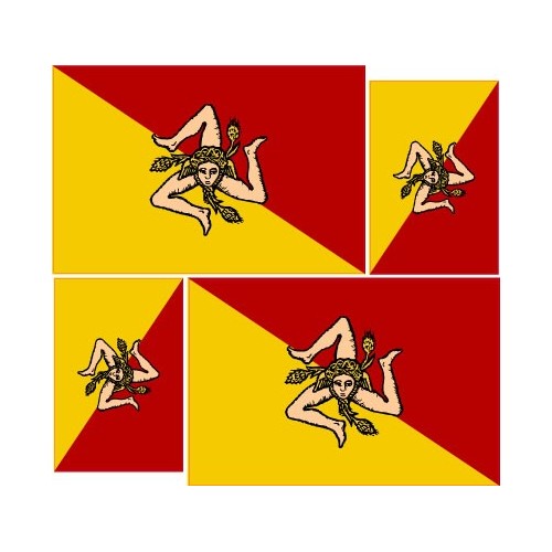 Sicile set x 4 drapeau logo autocollant adhésif sticker Sicilia