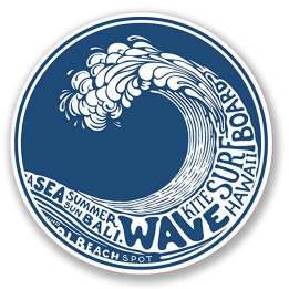 Tiki surf Board, totem pole hibiscus decal sticker adhesive 3
