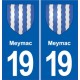 19 Meymac escudo de armas de la ciudad de etiqueta, placa de la etiqueta engomada