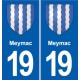 19 Meymac blason ville autocollant plaque sticker