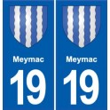 19 Meymac escudo de armas de la ciudad de etiqueta, placa de la etiqueta engomada