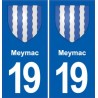 19 Meymac stemma, città adesivo, adesivo piastra