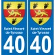40 Saint-Vincent-de-Tyrosse escudo de armas de la etiqueta engomada de la placa de pegatinas de la ciudad