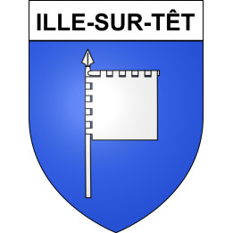 Pegatinas escudo de armas de Ille-sur-Têt adhesivo de la etiqueta engomada