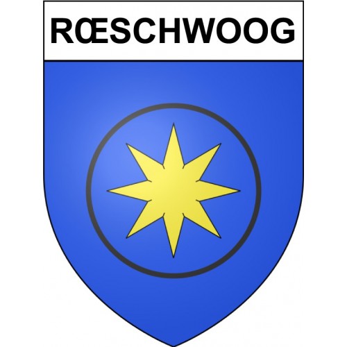 Pegatinas escudo de armas de Rœschwoog adhesivo de la etiqueta engomada