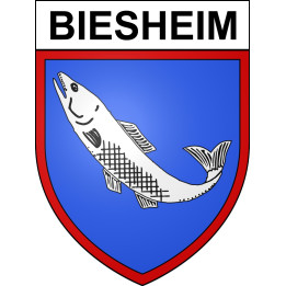 Pegatinas escudo de armas de Biesheim adhesivo de la etiqueta engomada