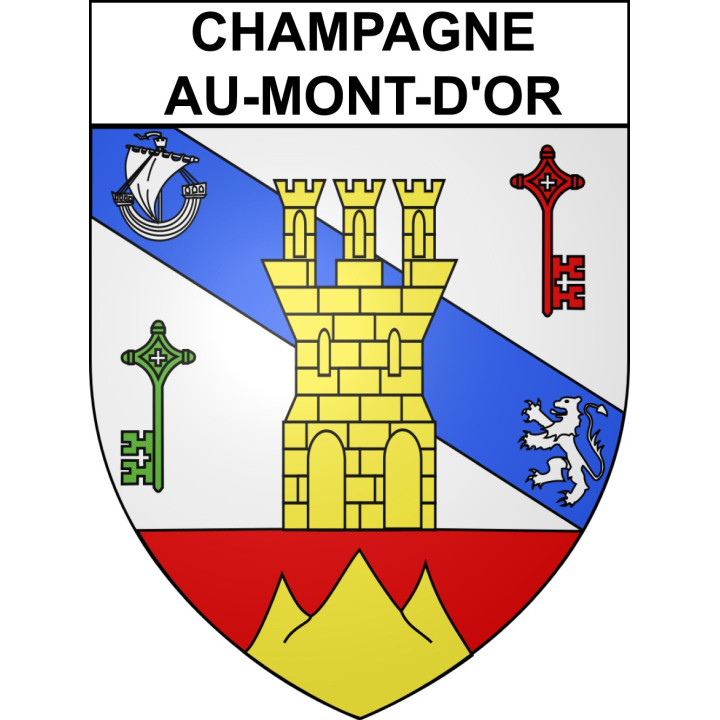 Pegatinas escudo de armas de Champagne-au-Mont-d'Or adhesivo de la etiqueta engomada