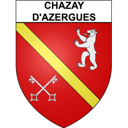 Pegatinas escudo de armas de Chazay-d'Azergues adhesivo de la etiqueta engomada