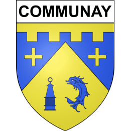 Pegatinas escudo de armas de Communay adhesivo de la etiqueta engomada