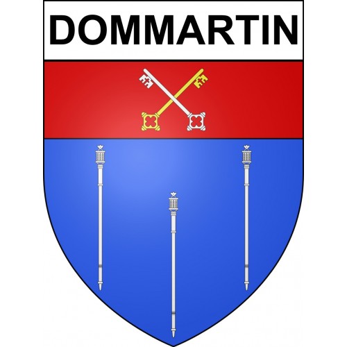 Pegatinas escudo de armas de Dommartin adhesivo de la etiqueta engomada