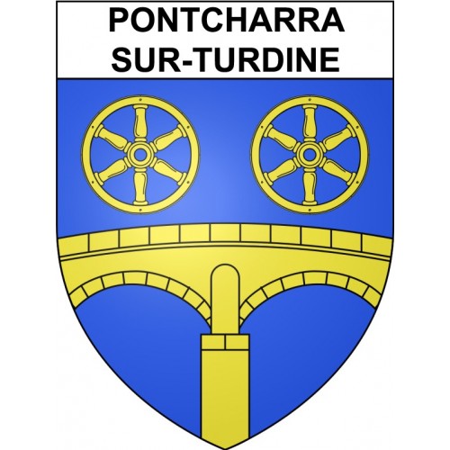 Pegatinas escudo de armas de Pontcharra-sur-Turdine adhesivo de la etiqueta engomada