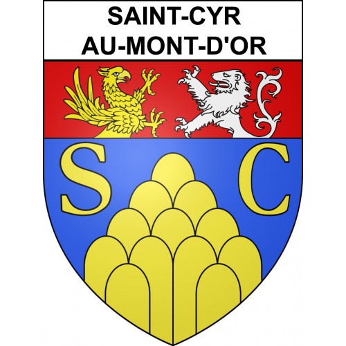 Pegatinas escudo de armas de Saint-Cyr-au-Mont-d'Or adhesivo de la etiqueta engomada