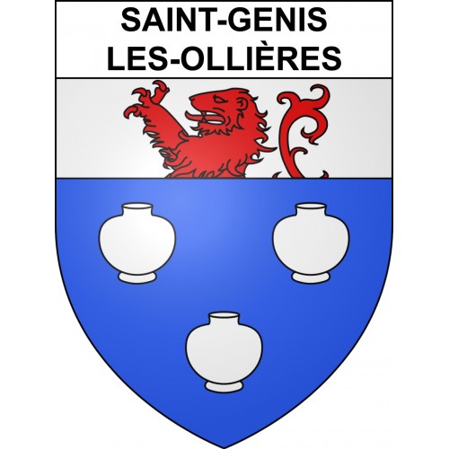 Pegatinas escudo de armas de Saint-Genis-les-Ollières adhesivo de la etiqueta engomada