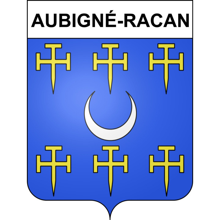 Aubigné-Racan 72 ville sticker blason écusson autocollant adhésif