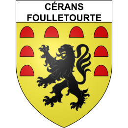 Pegatinas escudo de armas de Cérans-Foulletourte adhesivo de la etiqueta engomada