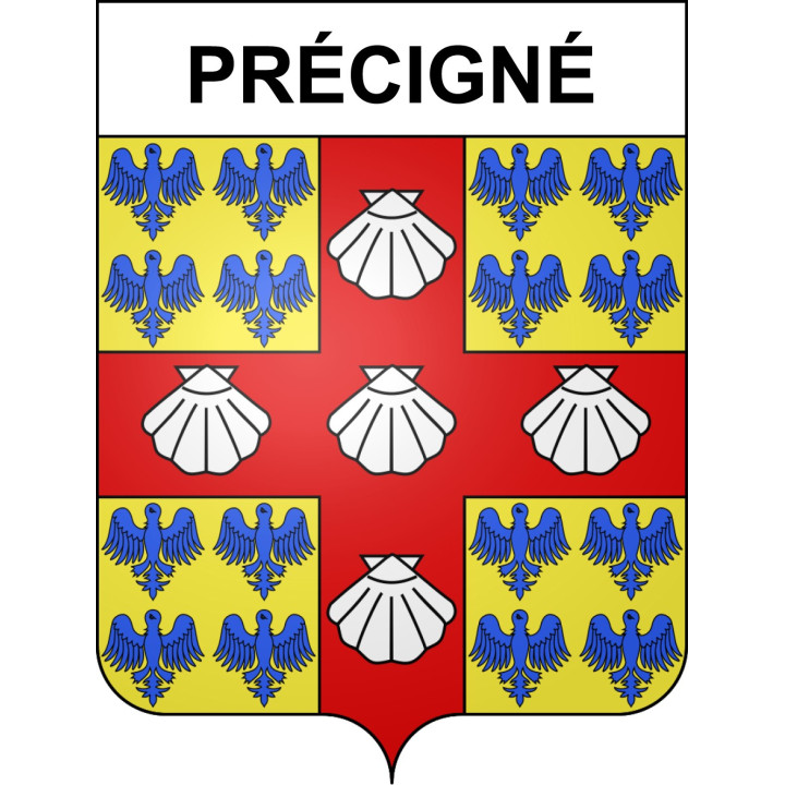 Pegatinas escudo de armas de Précigné adhesivo de la etiqueta engomada