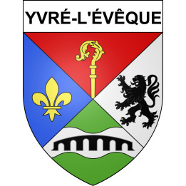 Pegatinas escudo de armas de Yvré-l'Évêque adhesivo de la etiqueta engomada