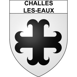 Pegatinas escudo de armas de Challes-les-Eaux adhesivo de la etiqueta engomada