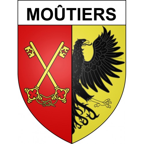 Pegatinas escudo de armas de Moûtiers adhesivo de la etiqueta engomada