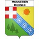 Pegatinas escudo de armas de Monnetier-Mornex adhesivo de la etiqueta engomada