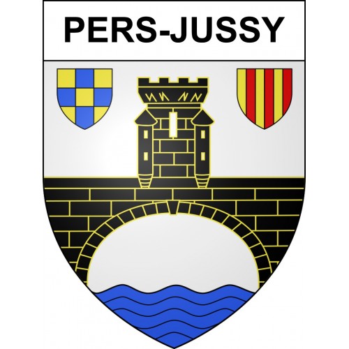 Pegatinas escudo de armas de Pers-Jussy adhesivo de la etiqueta engomada