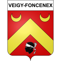 Pegatinas escudo de armas de Veigy-Foncenex adhesivo de la etiqueta engomada