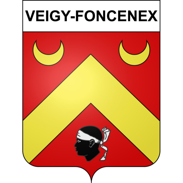Pegatinas escudo de armas de Veigy-Foncenex adhesivo de la etiqueta engomada