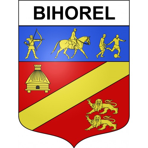 Pegatinas escudo de armas de Bihorel adhesivo de la etiqueta engomada