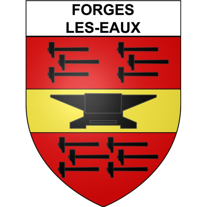 Pegatinas escudo de armas de Forges-les-Eaux adhesivo de la etiqueta engomada