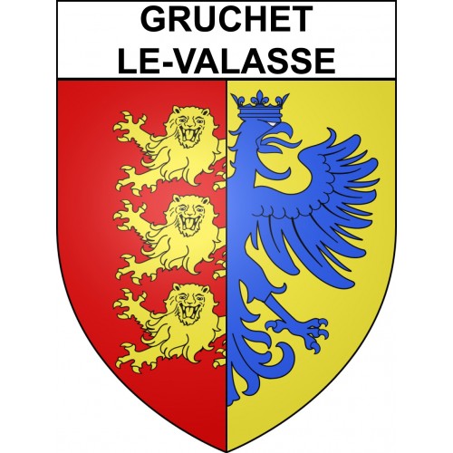 Pegatinas escudo de armas de Gruchet-le-Valasse adhesivo de la etiqueta engomada