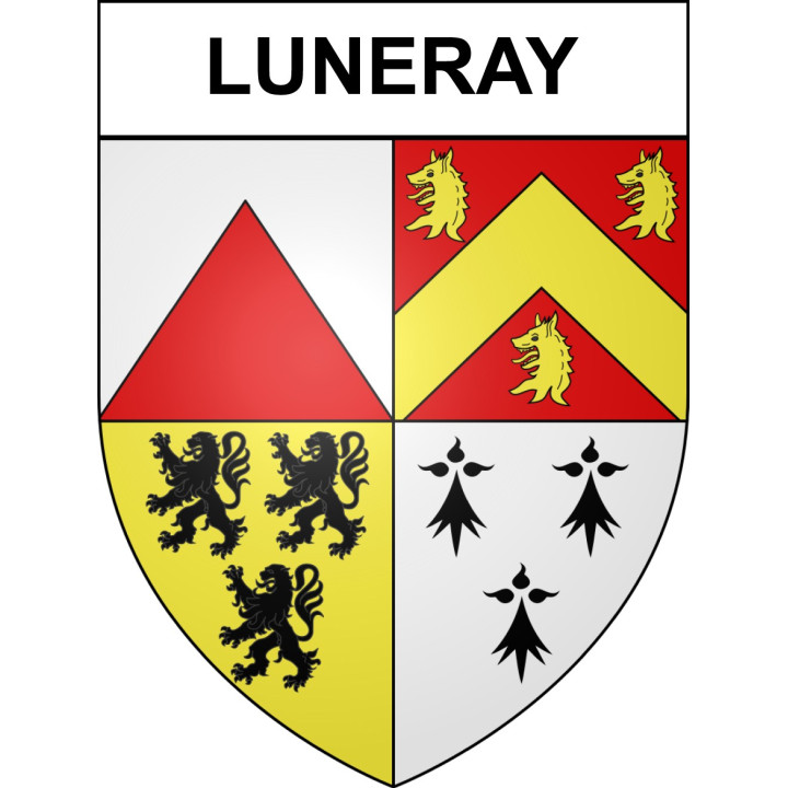 Pegatinas escudo de armas de Luneray adhesivo de la etiqueta engomada