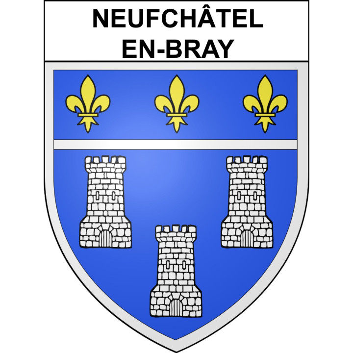 Pegatinas escudo de armas de Neufchâtel-en-Bray adhesivo de la etiqueta engomada