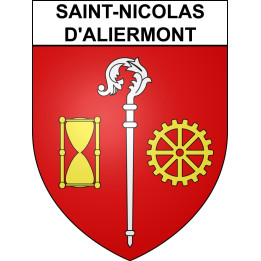 Pegatinas escudo de armas de Saint-Nicolas-d'Aliermont adhesivo de la etiqueta engomada